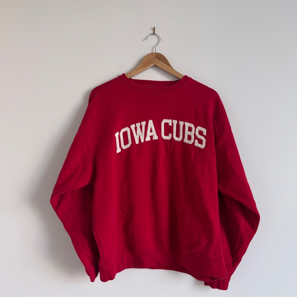 Jansport "Iowa Cubs"‎ Felt Spell-Out Crewneck Size Large